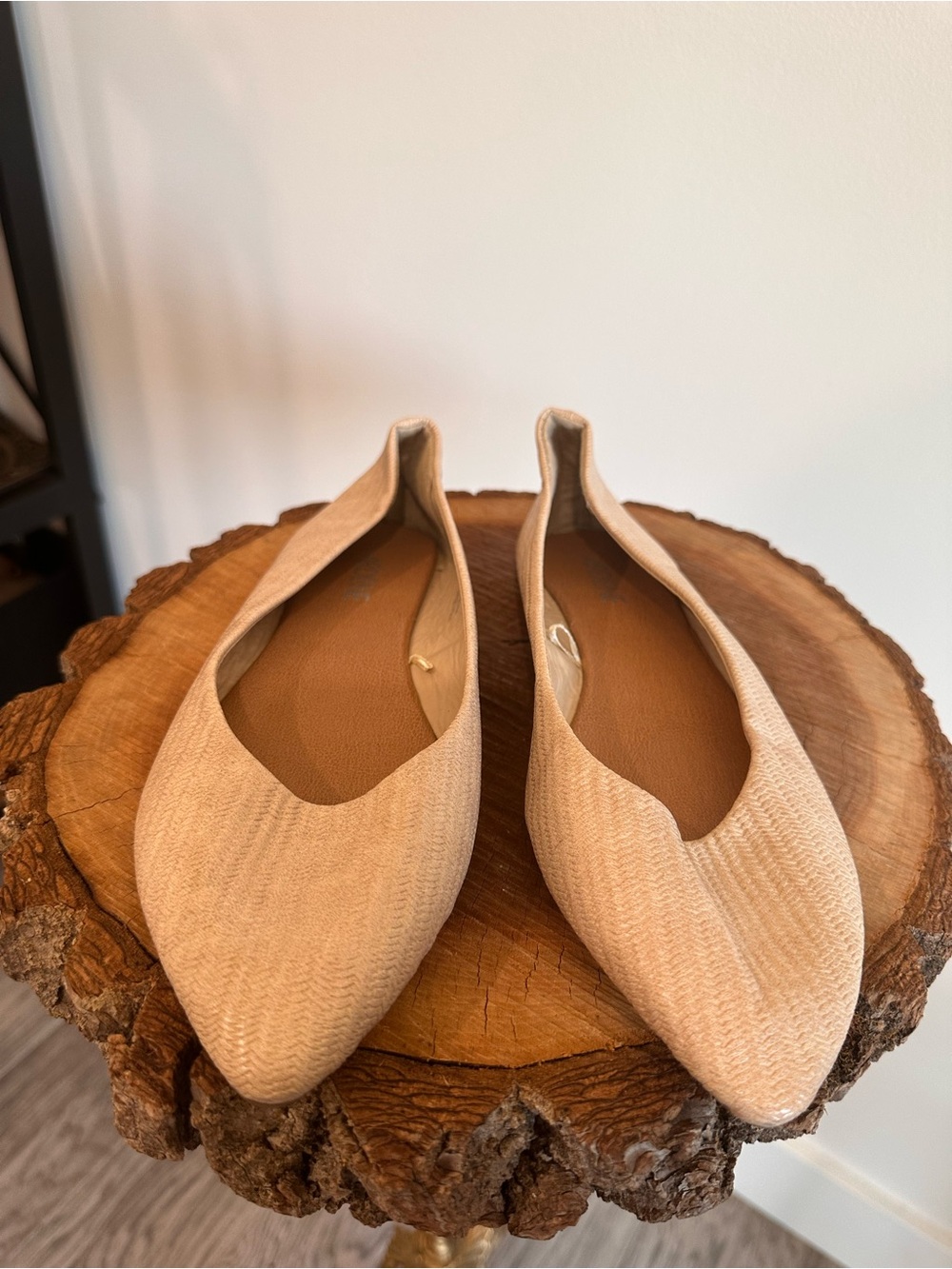 Ardene Women's Pointed Slip-On Flats in Beige